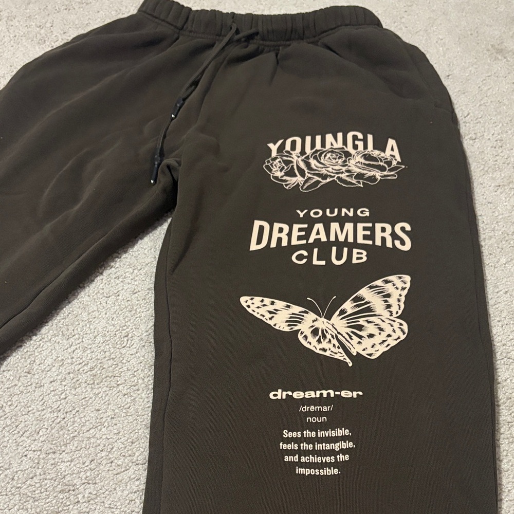 YoungLA Black Track Pants with White Graphic - Picture 2 of 8